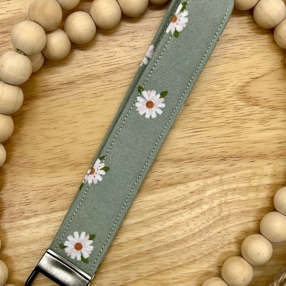 Floral Green Wrist Strap Keychain